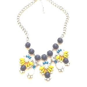 CHARMING CHARLIE BEADED AND RHINESTONE BIB NECKLACE